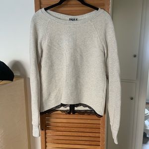 Pam & Gela back zip lace trim sweatshirt